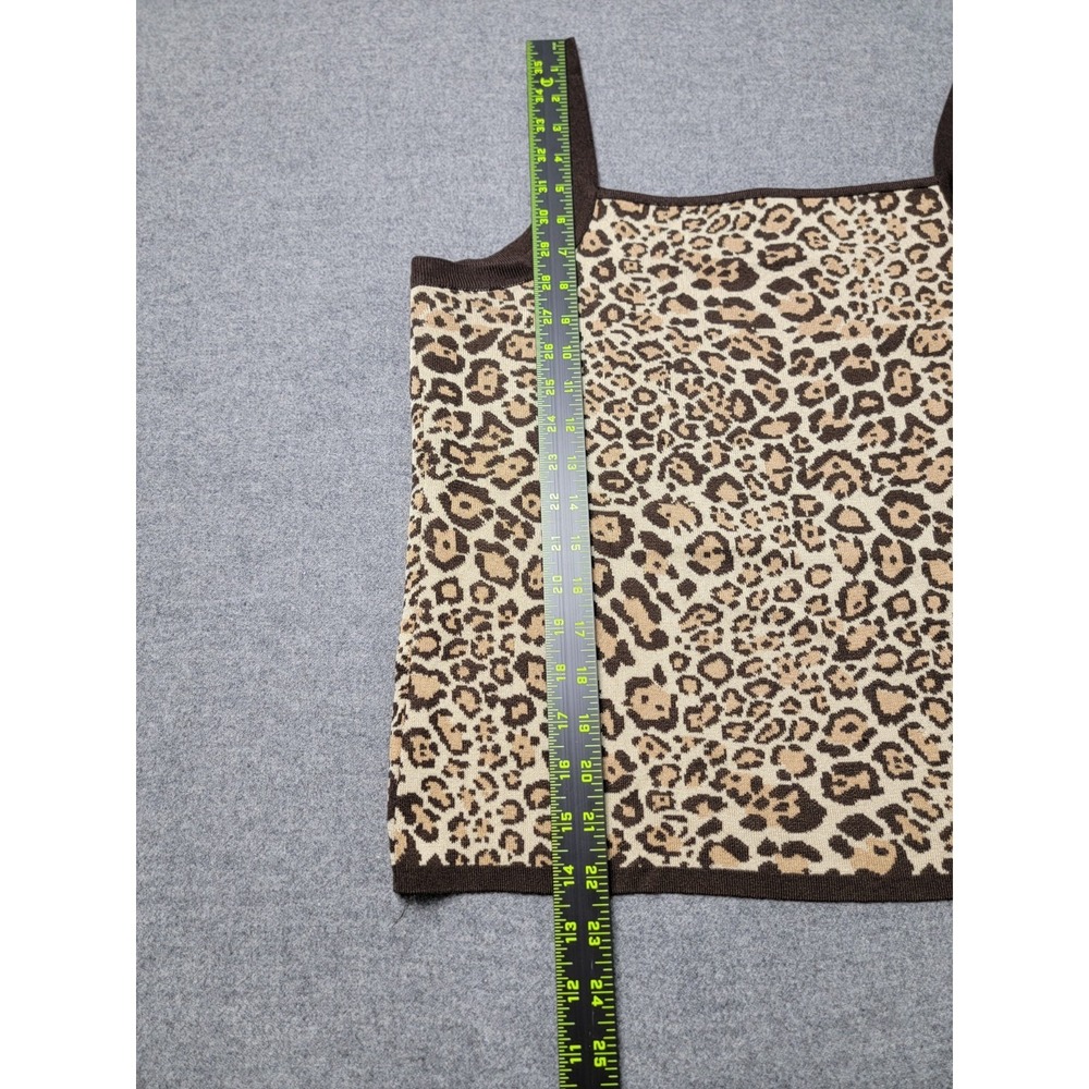 Plein‎ Air Women's Leopard Knit Tank Top Medium Brown Tan Sleeveless Stretch - Picture 3 of 5